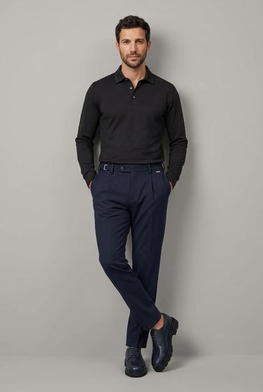 Siyah Uzun Kollu Polo